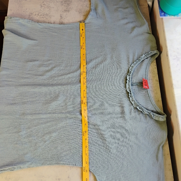 Oh My Gauze Cotton Top Womens Size 2 Large Sage Green Lagenlook Relaxed Casual - Picture 11 of 12